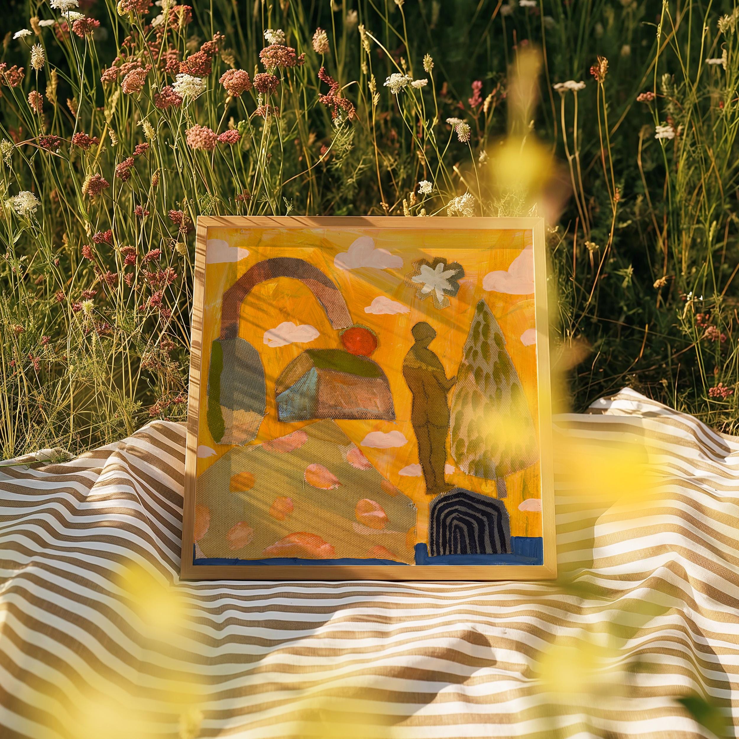 Retro Nature Abstract Figure Art Print, Forest Landscape