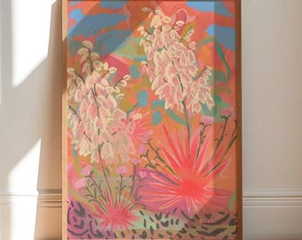 Retro Yucca Art Print: Vintage Desert Southwestern Decor