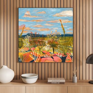Western Botanische Landschaft Poster | Big Bend Nationalpark Kaktus Poster | Bunte Agave Wüste Dekor | Retro Terlingua Rocks
