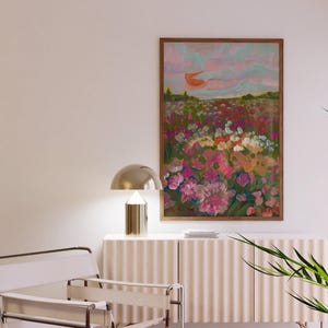 California Flower Farm Print: Vintage Botanical Landscape Art