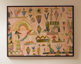 Mid-Century Modern Cactus Art Print: Texas Desert Pastel Decor