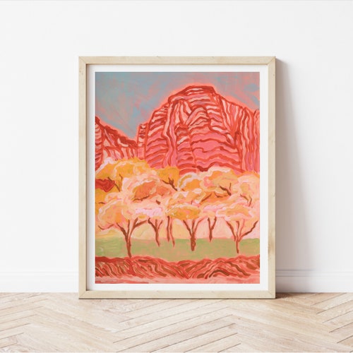 Zion National Park Poster Utah Wall Art Utah Painting Etsy