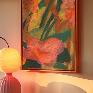 Oil Pastel Flower Giclee Print: Modern Boho Floral Wall Art image 7