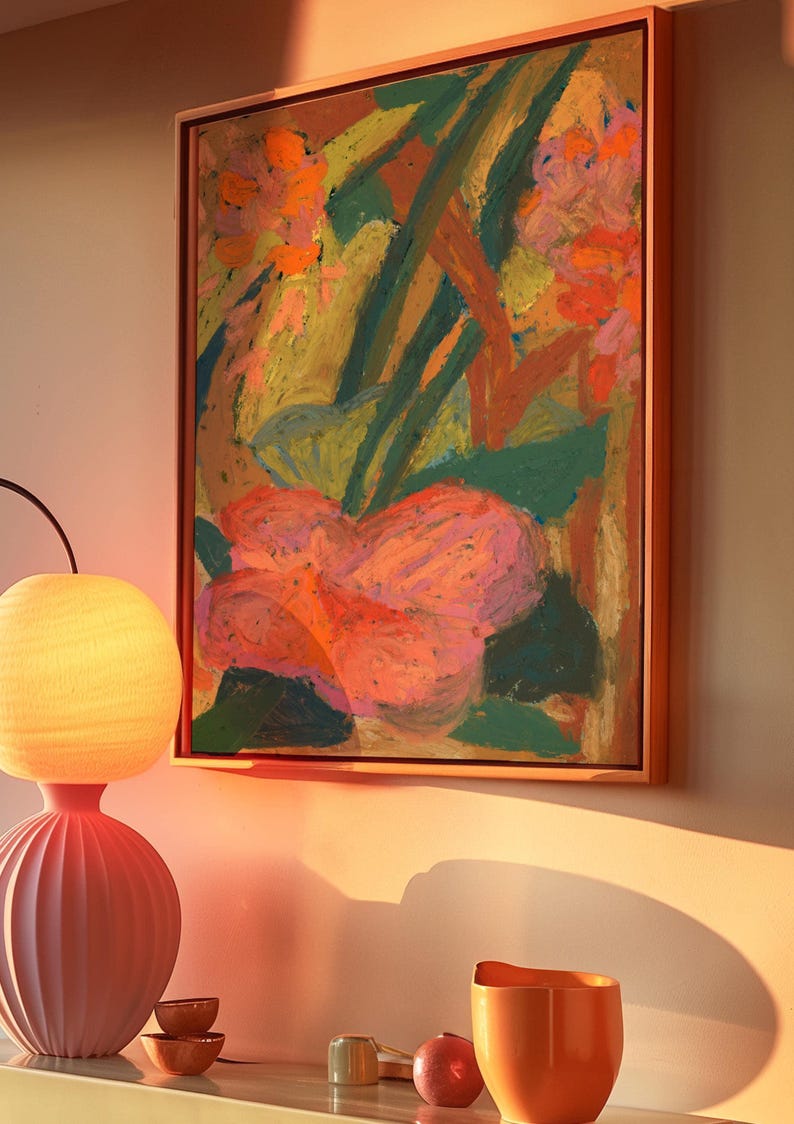 Oil Pastel Flower Giclee Print: Modern Boho Floral Wall Art image 7