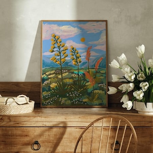 Red Yucca Cactus Print: Big Bend National Park, West Texas Art