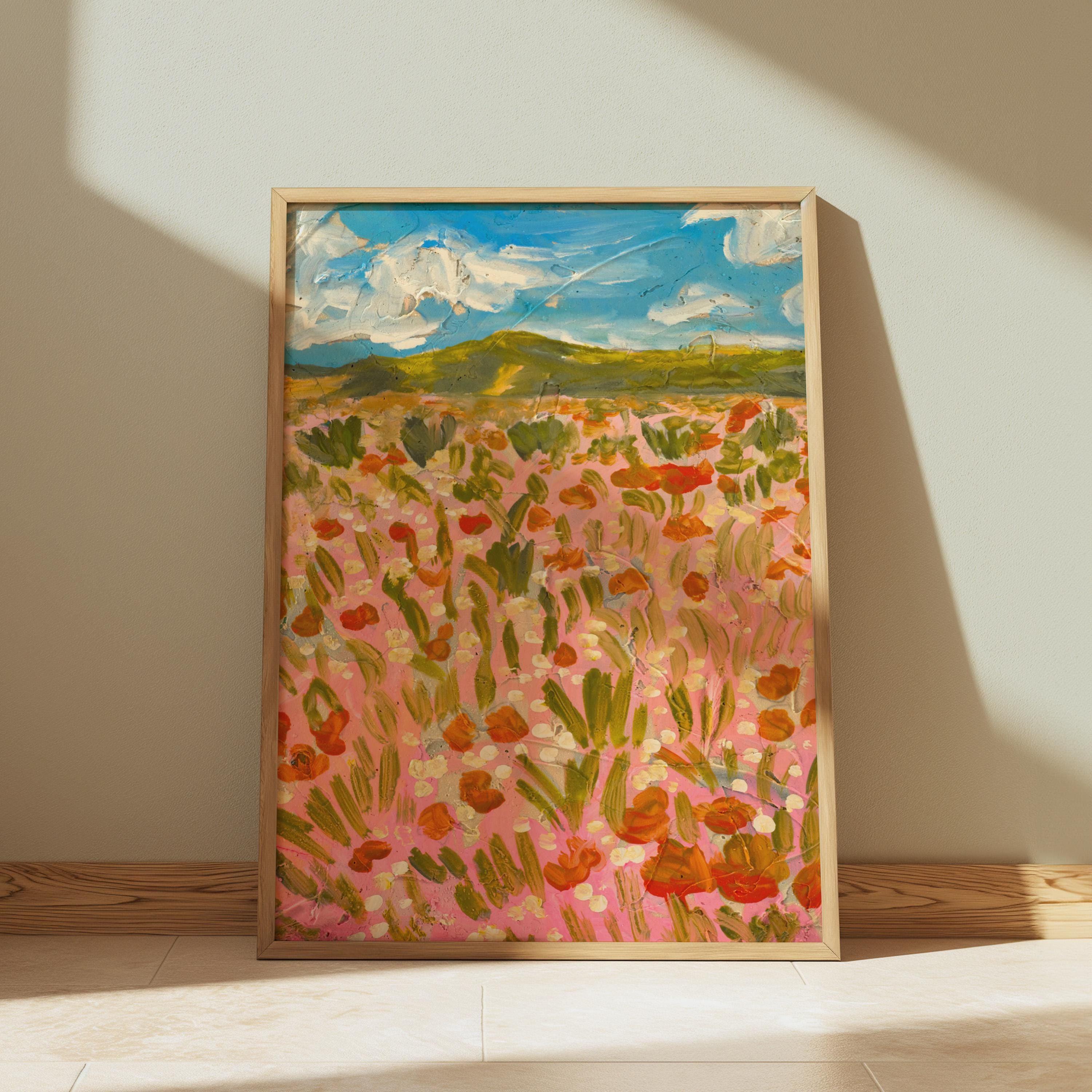 Impressionist Desert Wildflower Painting | Abstract Floral Wall Art California | Southwest Landscape Print | Boho Nature Artwork
