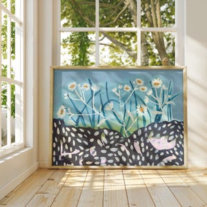 Minimalist Daisy Art Print: Mid-Century Modern Botanical Wall Decor