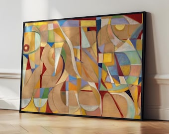 Midcentury Modern Abstract Art Print: Neutral Geometric Shapes