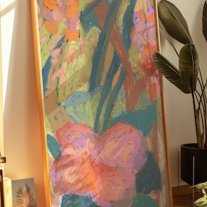 Oil Pastel Flower Giclee Print: Modern Boho Floral Wall Art image 6