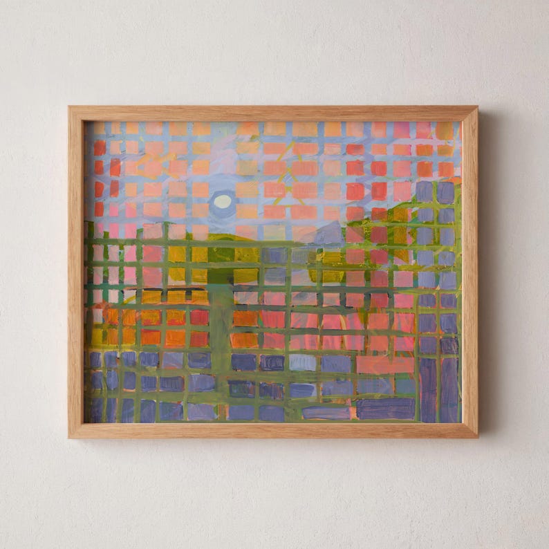 Midcentury Modern Desert Landscape Art Print: Retro Western Sunset image 2