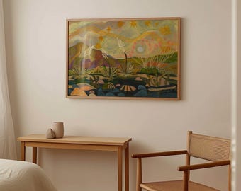 Retro Desert Landscape Print: Midcentury Modern Yucca Wall Art