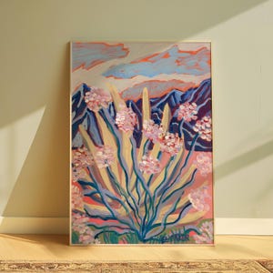Abstrakte Wüsten Botanische Kunst Poster | Agave Gemälde | Vintage Midcentury moderne südwestliche Wandkunst | Matisse Blumenlandschaft Poster