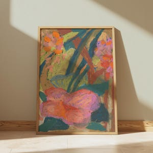 Oil Pastel Flower Giclee Print: Modern Boho Floral Wall Art image 3
