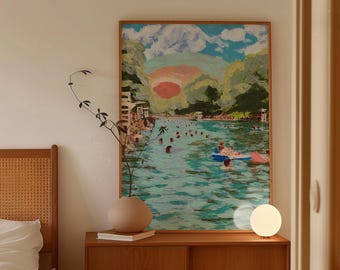 Barton Springs Poster: Austin Texas Schwimmbad Kunst