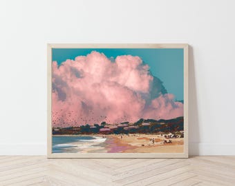 Retro Ocean Print: California Beach House Wall Art