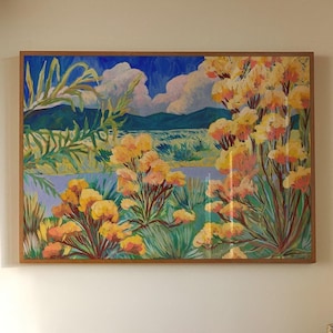 Chamisa Plant Print: Southwestern Desert Landscape, Mid-Century Modern Wall Decor