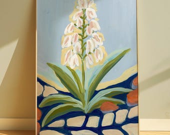 Yucca Plant Print: Desert Botanical Art, Retro Floral Landscape