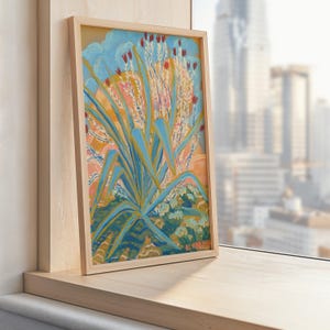 Agave Ocotillo Pflanzendruck | Texas Reise Poster | Südwestlicher Wüstenkaktus | Vintage Midcentury moderne Natur Wand Kunst | Big Bend Park