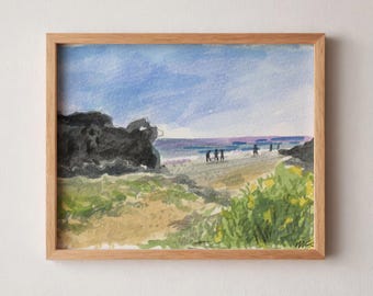 ARTISTA INVITADO / Impresión en acuarela de Montecito Beach / Arte costero de California