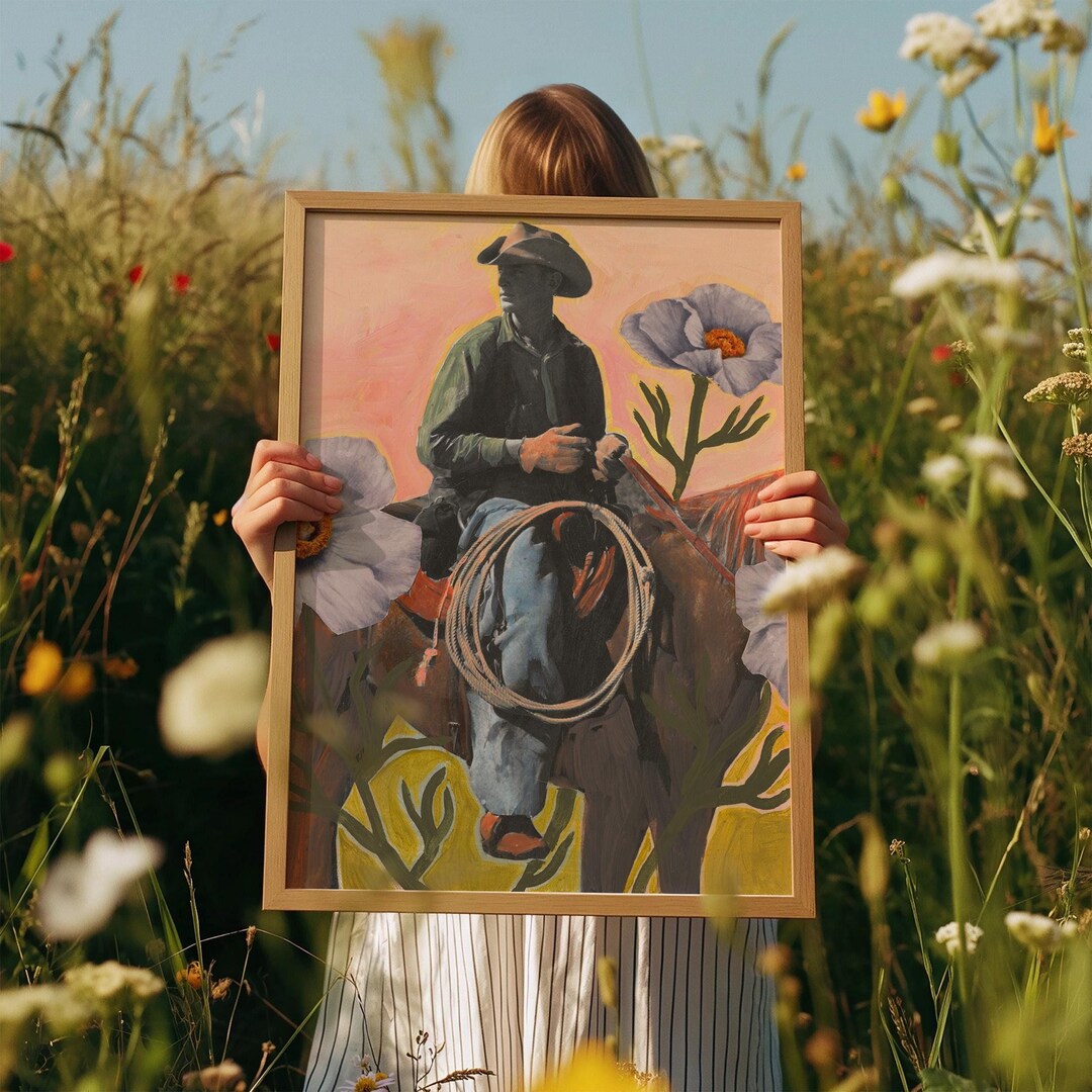 Retro Cowboy Rodeo Poster: Vintage Western Art Print - Etsy