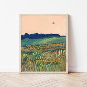 Big Bend National Park Print | West Texas Travel Poster | Marfa Mountain Painting | Abstract Landscape Wall Decor | Rustic Southwestern