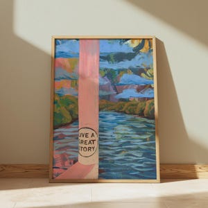 Austin Lady Bird Lake Trail Print | Plakat podróżniczy Texas | Kolorowe powiedzenie o sztuce przyrodniczej | Wystrój retro vintage | Obraz Zilker Barton Springs