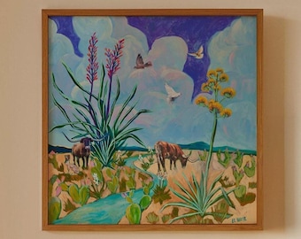 West Texas Longhorn Century Plant Art Print: Big Bend Landscape