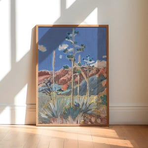 Yucca Kunstdruck | Big Bend Reise Poster | Nationalpark Wand Kunst | Texas Wand Dekor | Wüsten Botanische Malerei Agave | Abstrakte Landschaft
