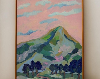 Colorful Mountain Print: Abstract Mid-Century Modern Landscape Art
