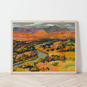 Lámina artística del Parque Nacional Big Bend: Póster de paisaje del Oeste americano de estilo vintage