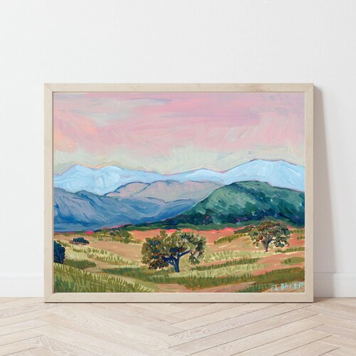 Impression paysage de montagne californienne : affiche de voyage vintage de Sonoma Napa Valley