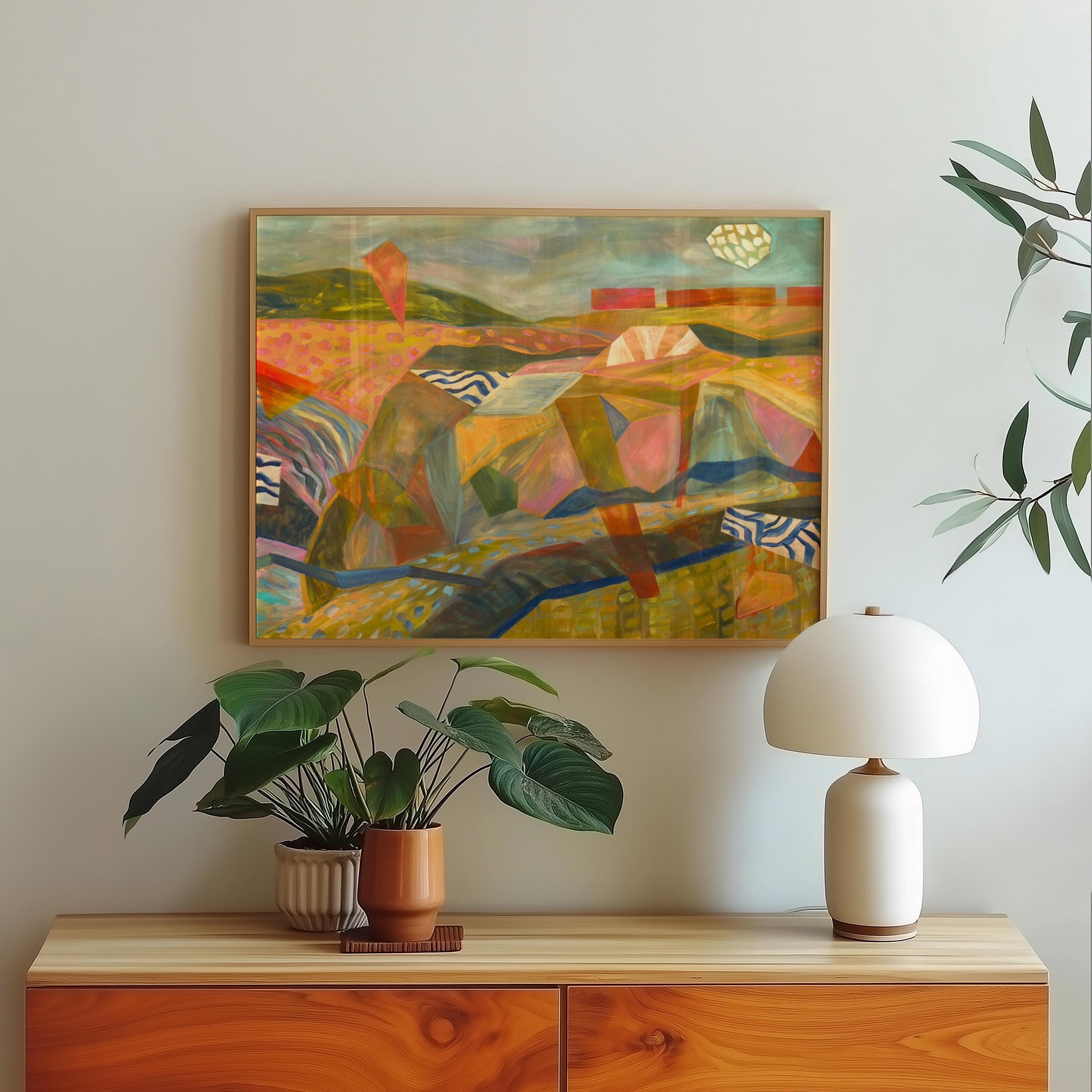 Midcentury Abstract Desert Landscape Art Print: Boho Southwest Wall Decor