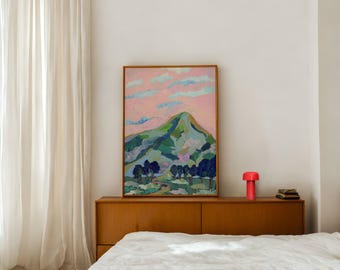 Colorful Mountain Print: Abstract Mid-Century Modern Landscape Art