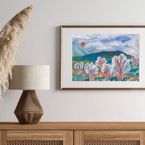 Abstract Mountain Landscape Colorful Nature Poster Vintage Midcentury Modern Print Texas California Wall Art Southwestern Decor image 5