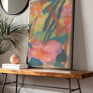 Oil Pastel Flower Giclee Print: Modern Boho Floral Wall Art image 4