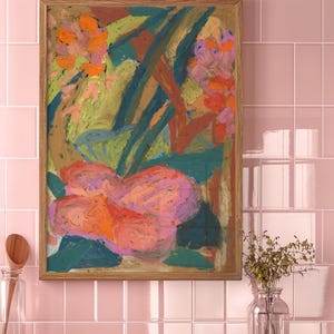 Oil Pastel Flower Giclee Print: Modern Boho Floral Wall Art image 5