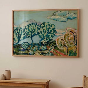 Texas Hill Country Print: Vintage Ranch, Cactus & Live Oak - Mid-Century Modern Wall Art