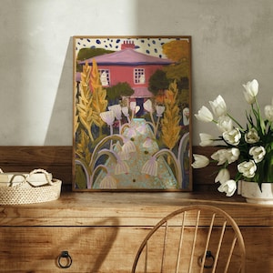 Vintage Ghost Flower Print: Botanical Garden Art