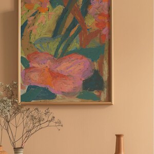 Oil Pastel Flower Giclee Print: Modern Boho Floral Wall Art image 8