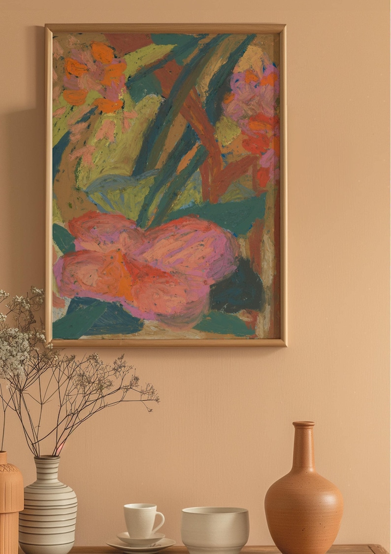 Oil Pastel Flower Giclee Print: Modern Boho Floral Wall Art image 8