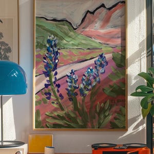 Bluebonnets Art Print: Texas Wildflower Painting, Abstract Nature Decor