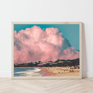 Retro Ozean Poster | Kalifornische Küsten Dekoration | Pazifikküste Gemälde | Vintage Reise Poster | Beach House Wandkunst