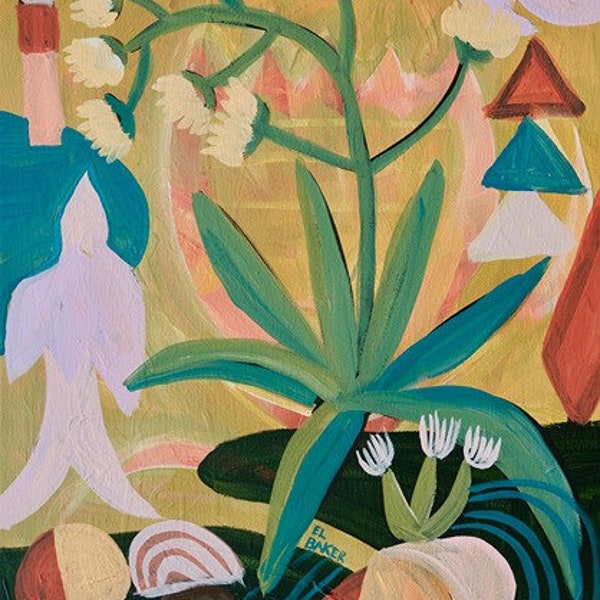 Century Plant Print | Abstract Desert Wall Art | Southwestern Decor | Cactus Dove Painting | Succulent Botanical Poster | Matisse Landscape