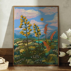 Red Yucca Cactus Print: Big Bend National Park, West Texas Art