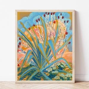 Agave Ocotillo Plant Print: Vintage Texas Desert Art