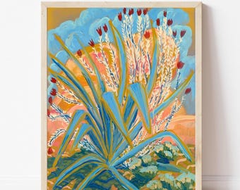 Agave Ocotillo Plant Print: Vintage Texas Desert Art