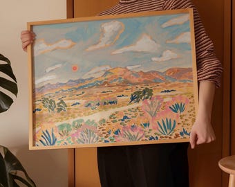 Pastel Desert Landscape Print: Mid-Century Modern Western Art