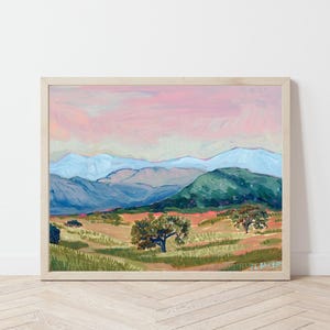 California Mountain Landscape Print: Vintage Sonoma Napa Valley Travel Poster