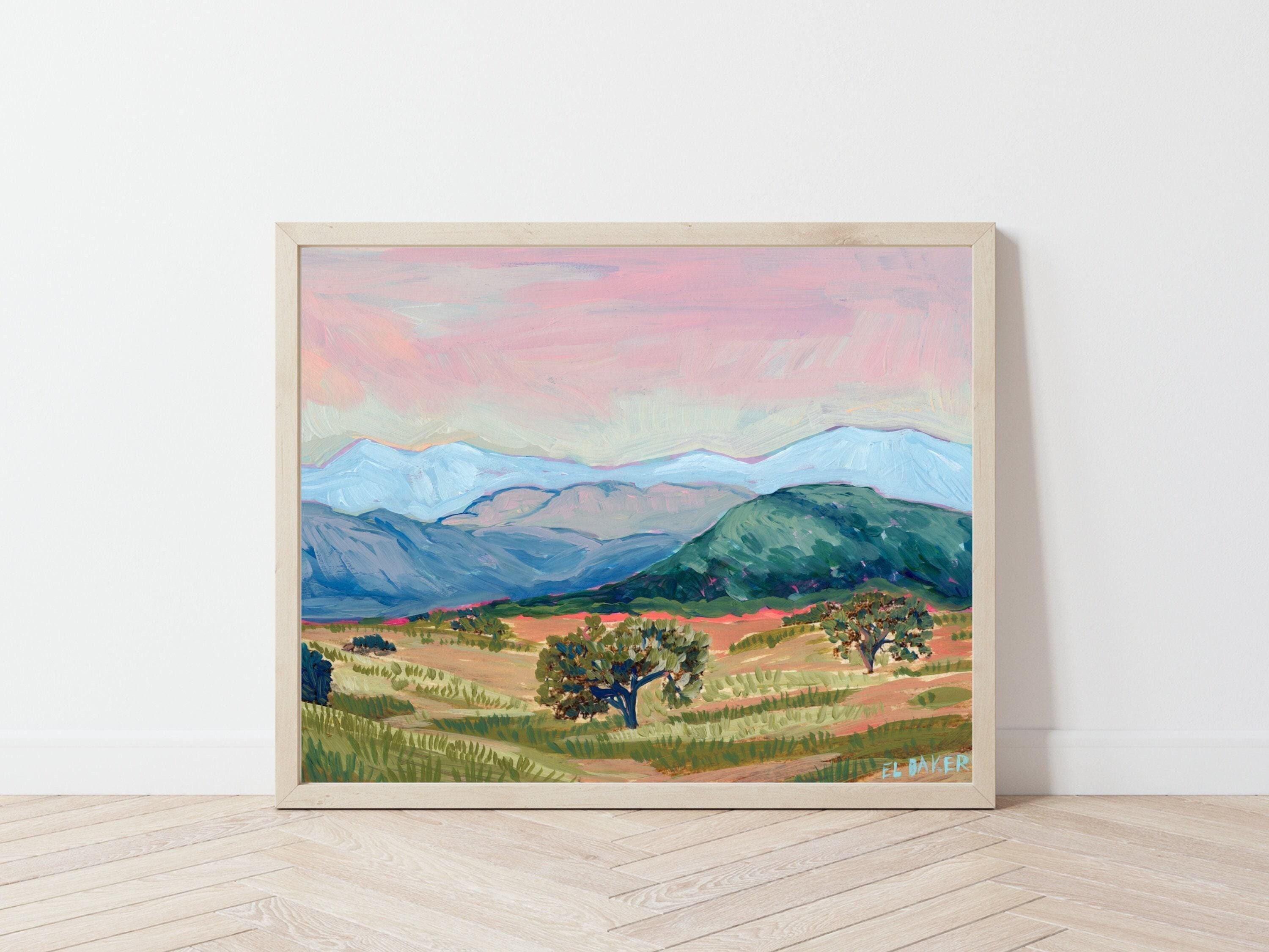 California Mountain Landscape Print: Vintage Sonoma Napa Valley Travel Poster
