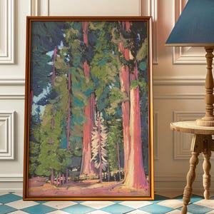 Redwood National Park Poster: Vintage Midcentury Sequoia Tree Print